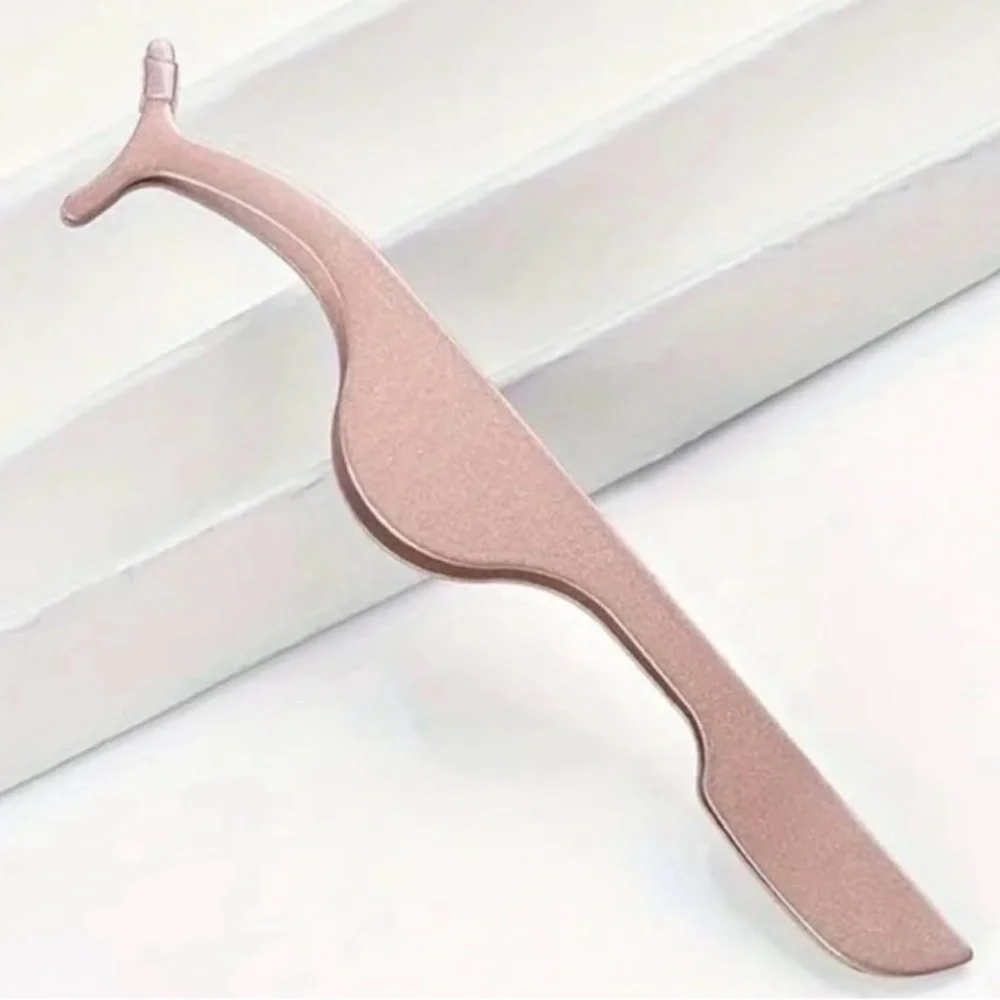 💞 New Rose Gold Stainless Steel False Eyelashes Tweezers Applicator Tool